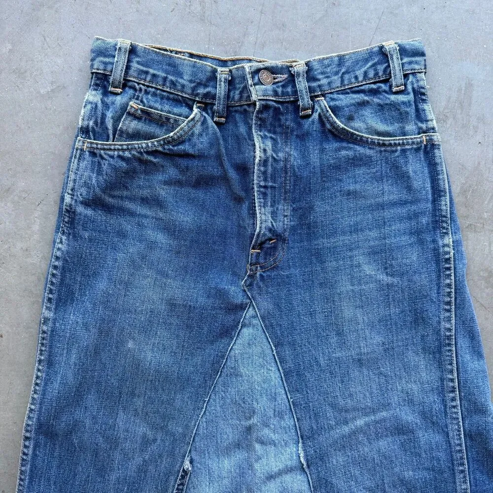 Vintage 70s Levi’s Big E Size 28 Custom Jean Skirt Denim USA Orange Tab